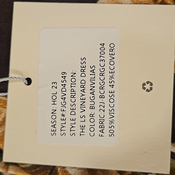 💕FAVORITE DAUGHTER💕 Long Sleeve Vibeyard Dress ~ Buganvilias Floral Print NWT - Picture 10 of 10